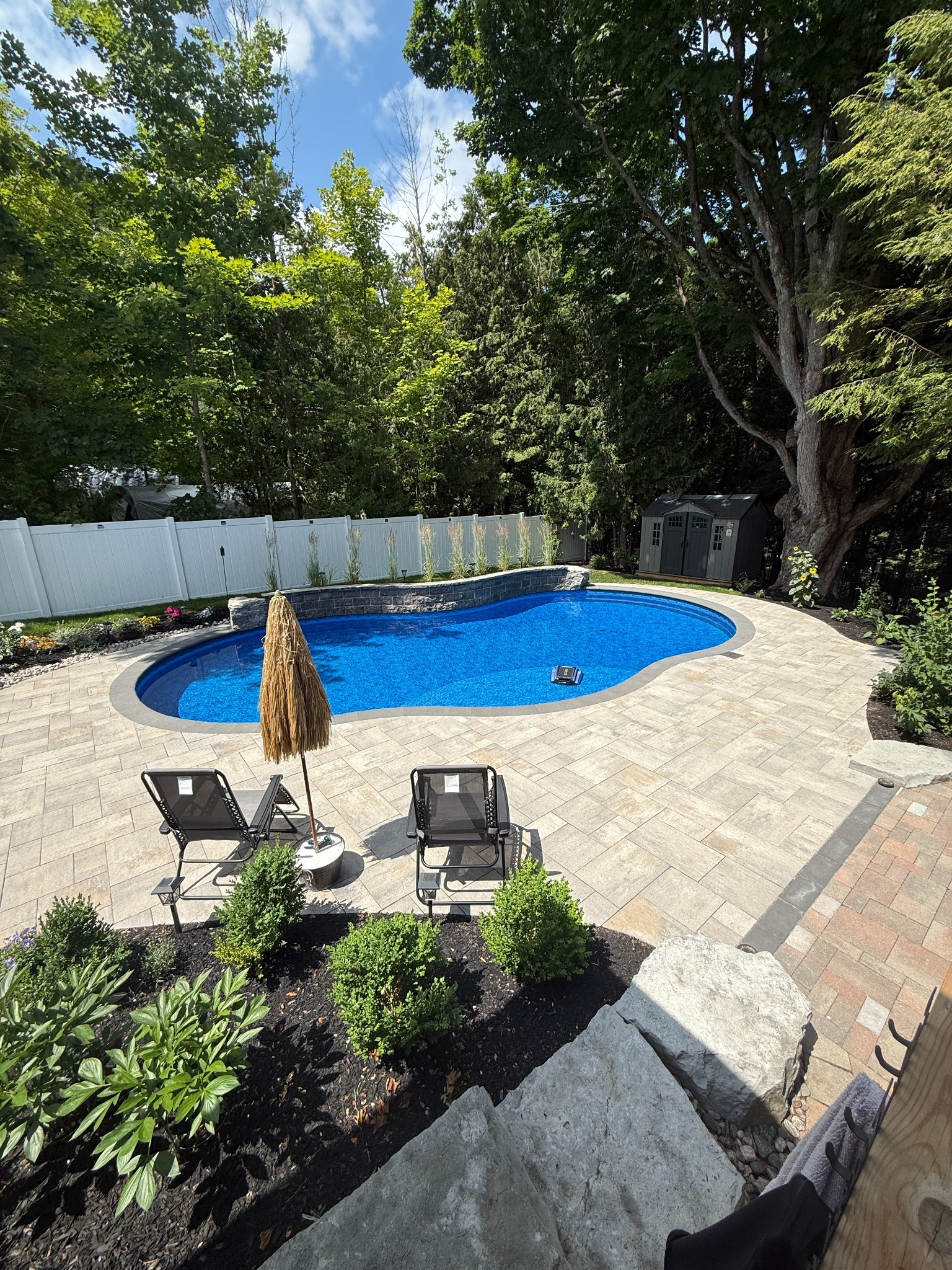 Completed landscaping project by Stratton’s