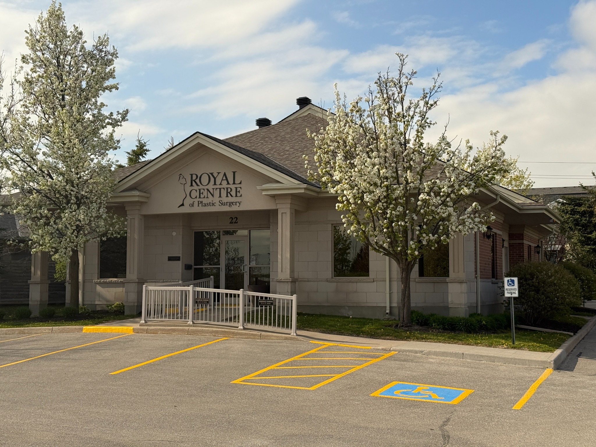 Accessible parking symbol and access aisle painted by Stratton’s