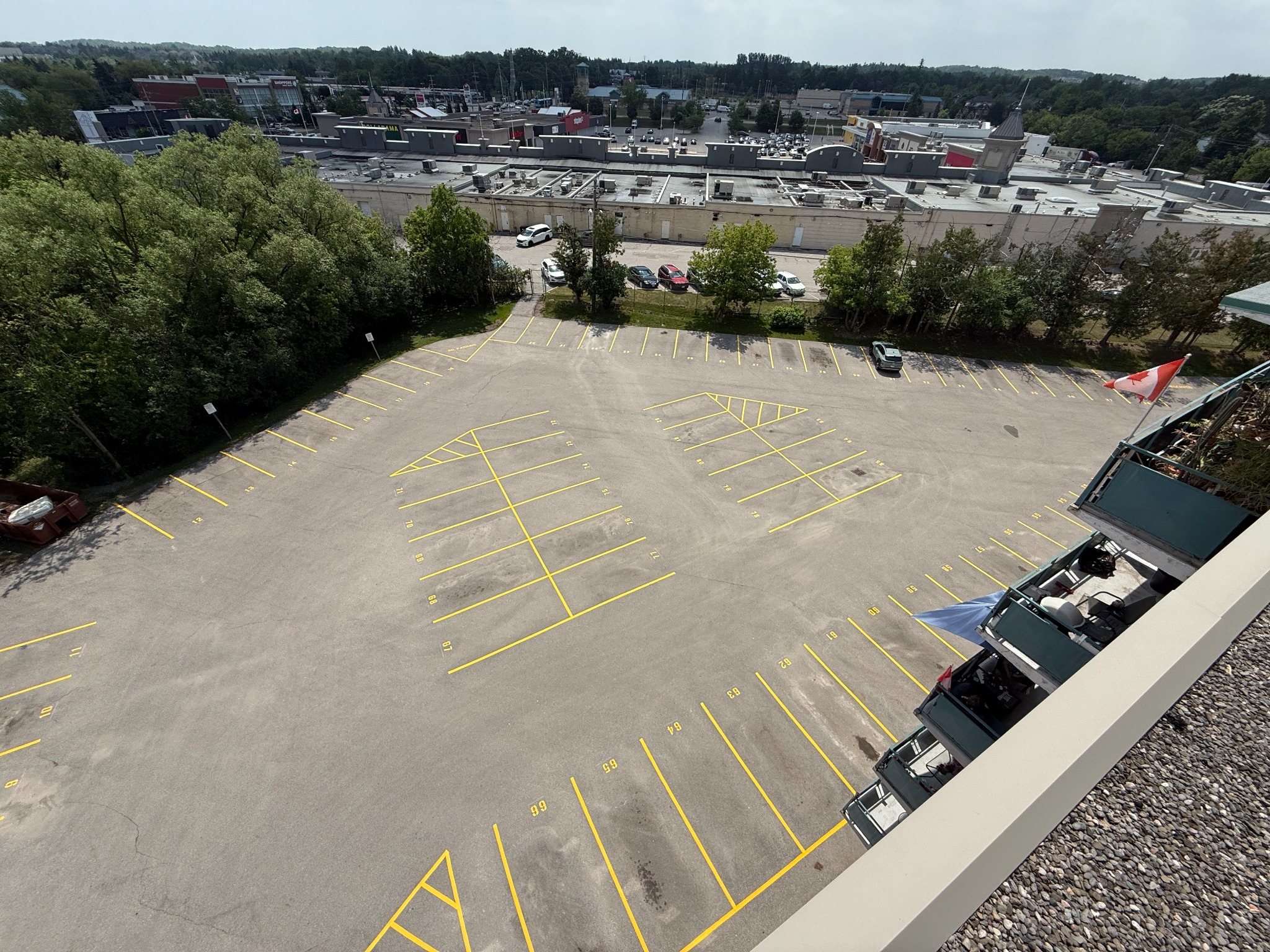 Commercial parking lot before line painting